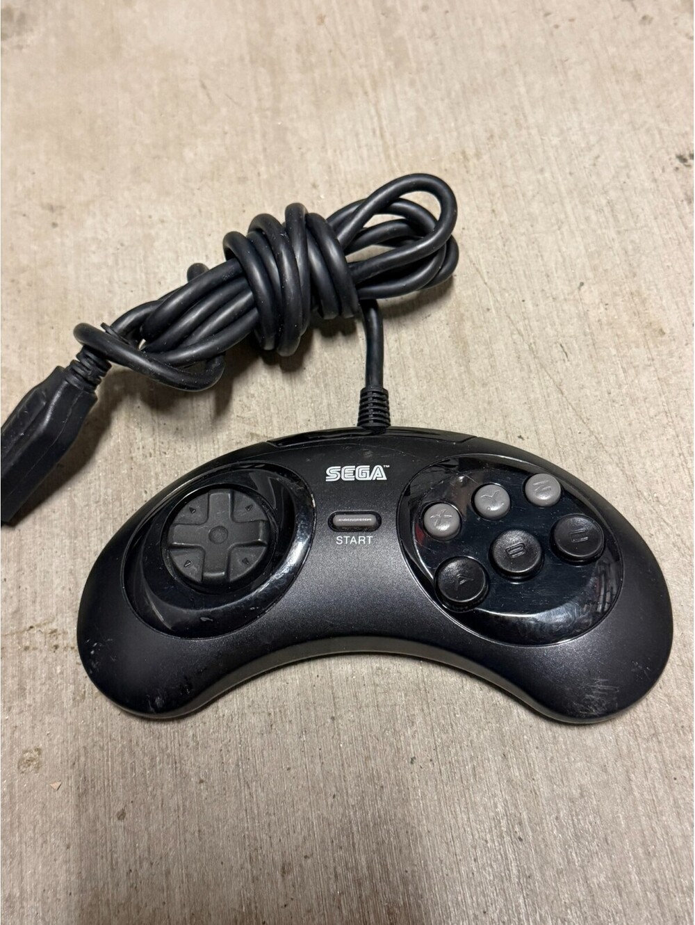 Official OEM Original Sega Genesis 6 Button Black Controller MK-1653 WORKS